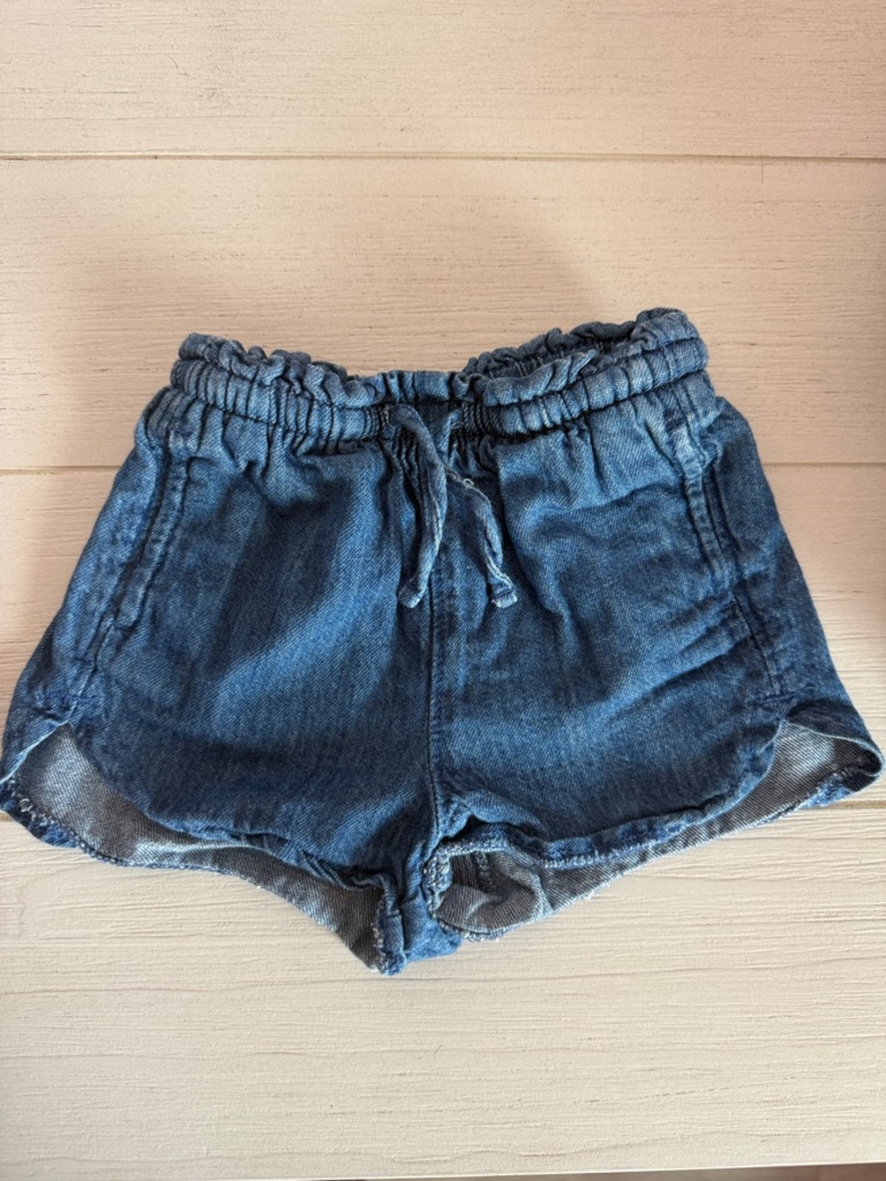 Toddler Dark Blue Denim Drawstring Shorts